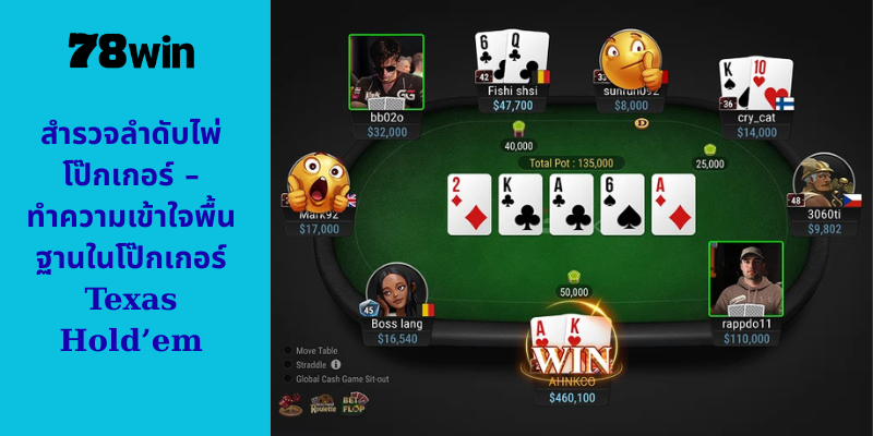 สำรวจลำดับไพ่โป๊กเกอร์ – ทำความเข้าใจพื้นฐานในโป๊กเกอร์ Texas Hold’em